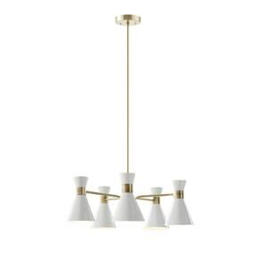INK+IVY Ezra Chandelier with Antique Brass and White Finish II150-0118